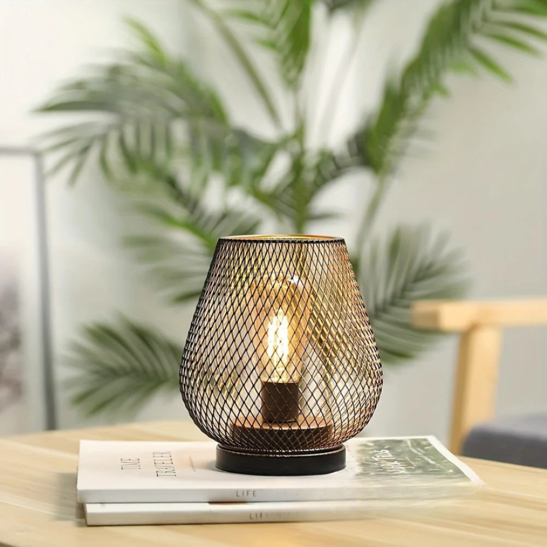 Battery Operated Metal Lantern LED Light Portable Cordless Accent Lamp Warm Glow Indoor Outdoor Bedside Nightstand Patio | Thomler