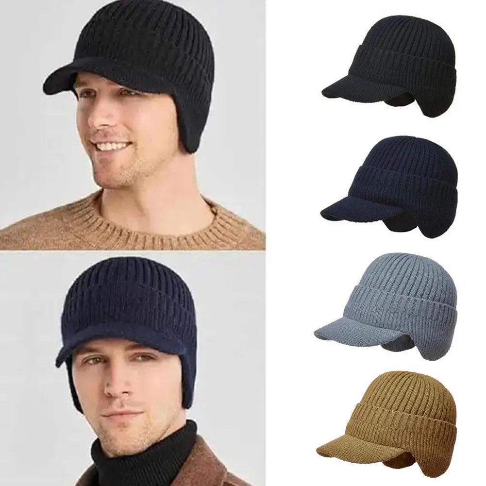 Insulated Beanie with Ear Flaps and Brim for Men – Fleece-Lined Outdoor Cap for Cold Weather | Thomler