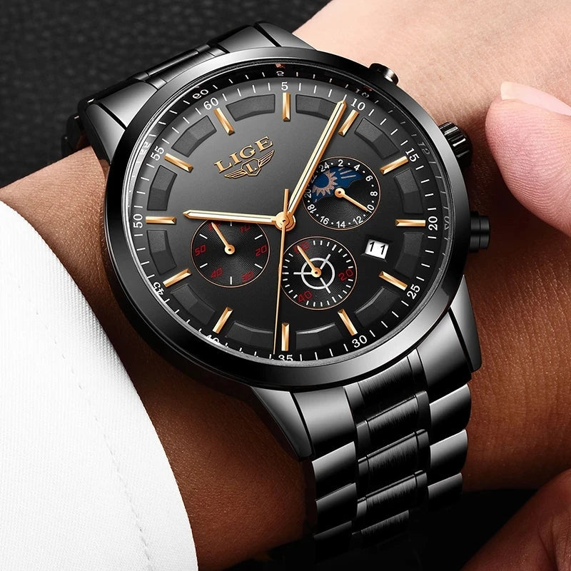 Men's Stainless Steel Watch with Date Display & Mineral Crystal Face | Thomler