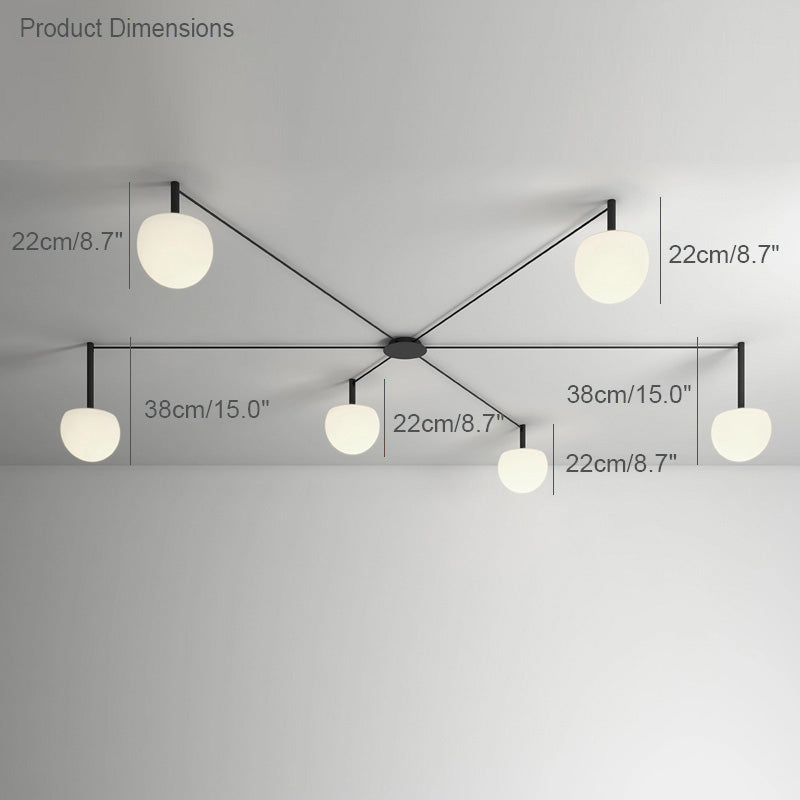 Ceiling Lamp Metal Glass Adjustable 120.0 cm White Living Room Bedroom Frosted Globe Pendant Lighting Modern Scandinavian Fixture | Thomler
