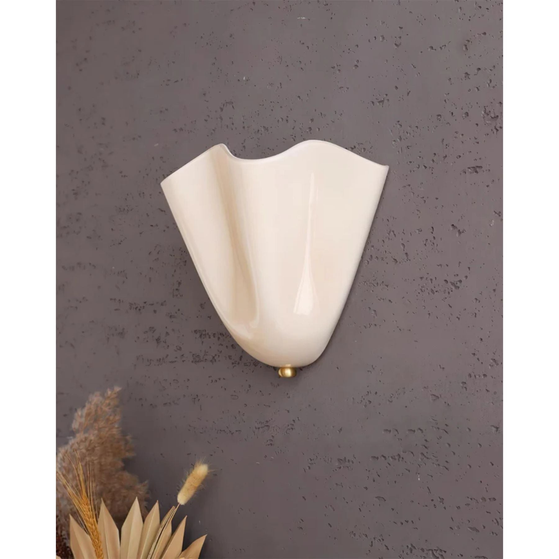 Wall Lamp Glass Folded 2x E27 10W Beige Ambient Bathroom Hallway Living Room Lighting | Thomler
