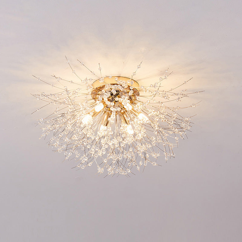 Ceiling Light Metal Crystal 15.7 in Flush Mount Bedroom Hallway Dandelion Design Decorative Lighting | Thomler
