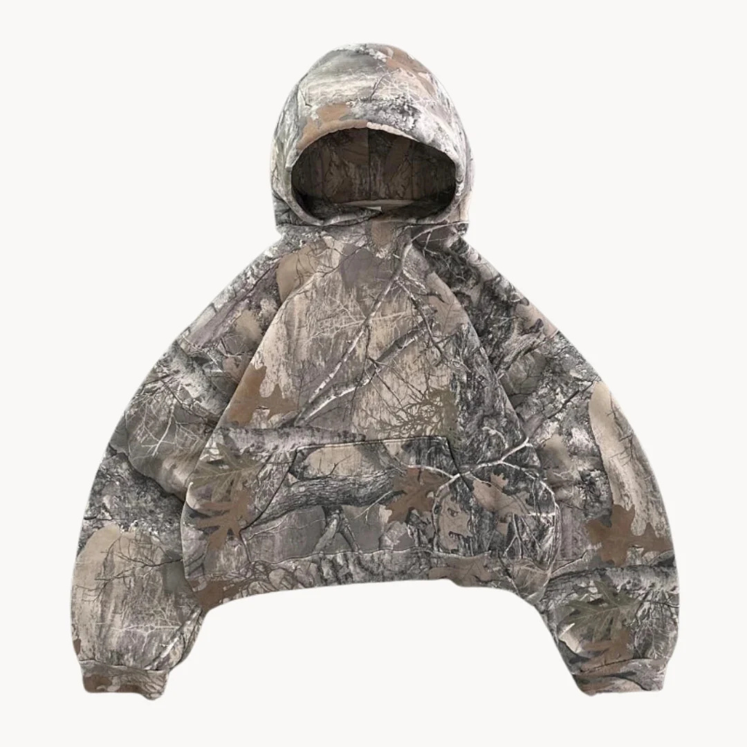 Relaxed Camo Pullover Hoodie for Men & Women – Oversized Streetwear Sweatshirt with Double-Layer Hood | Thomler