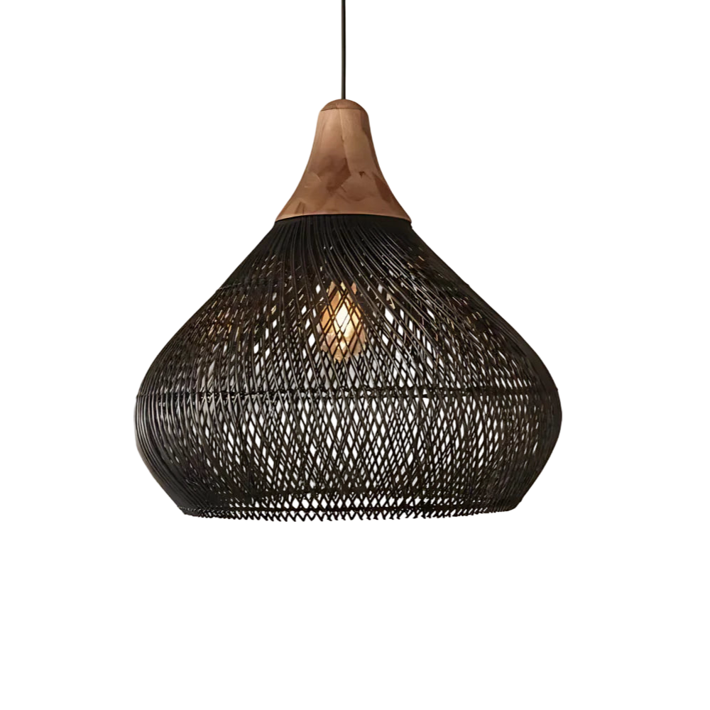 Pendant Light Rattan 19.7 in Handwoven Natural Dining Room Kitchen Island Hanging Ceiling Lamp Boho Rustic Organic | Thomler