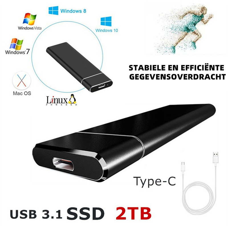 Portable Solid State Drive 520 MB/s USB-C 1TB 2TB Aluminum for Laptop Desktop Mac PC Backup Photo Video Storage | Thomler