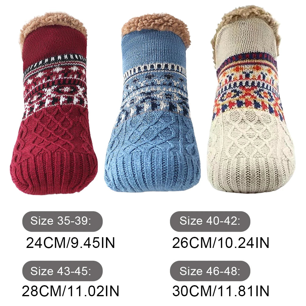 Fleece-Lined Ankle Socks for Indoor Wear – Anti-Slip Sole, Plush Knit, Cozy House Footwear | Thomler