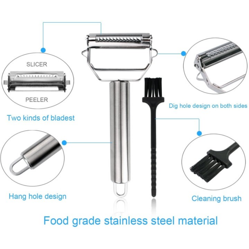 Dual-Blade Vegetable Peeler with Julienne Slicer | Stainless Steel Kitchen Tool for Potatoes Carrots Zucchini Cucumbers Apples | Dishwasher | Thomler