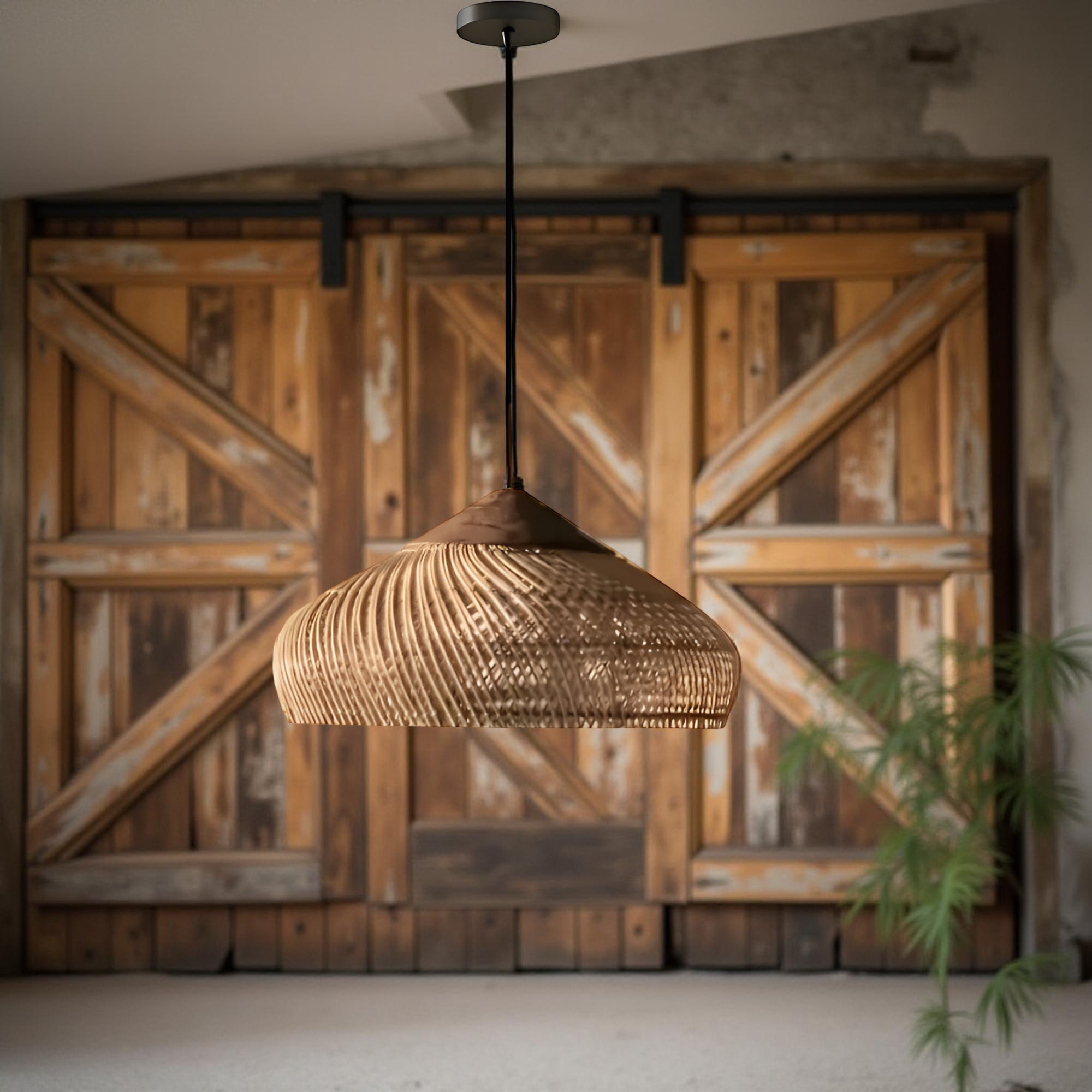 Pendant Light Rattan Woven 23.6 in Natural Dining Room Kitchen Island Hanging Ceiling Lamp Boho Farmhouse Lighting | Thomler