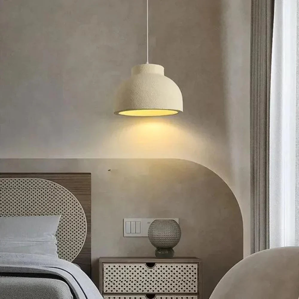 Pendant Light Polystyrene Dome 15.4 in White Dining Room Kitchen Island Hanging Ceiling Lamp Minimalist Nordic Wabi Sabi | Thomler