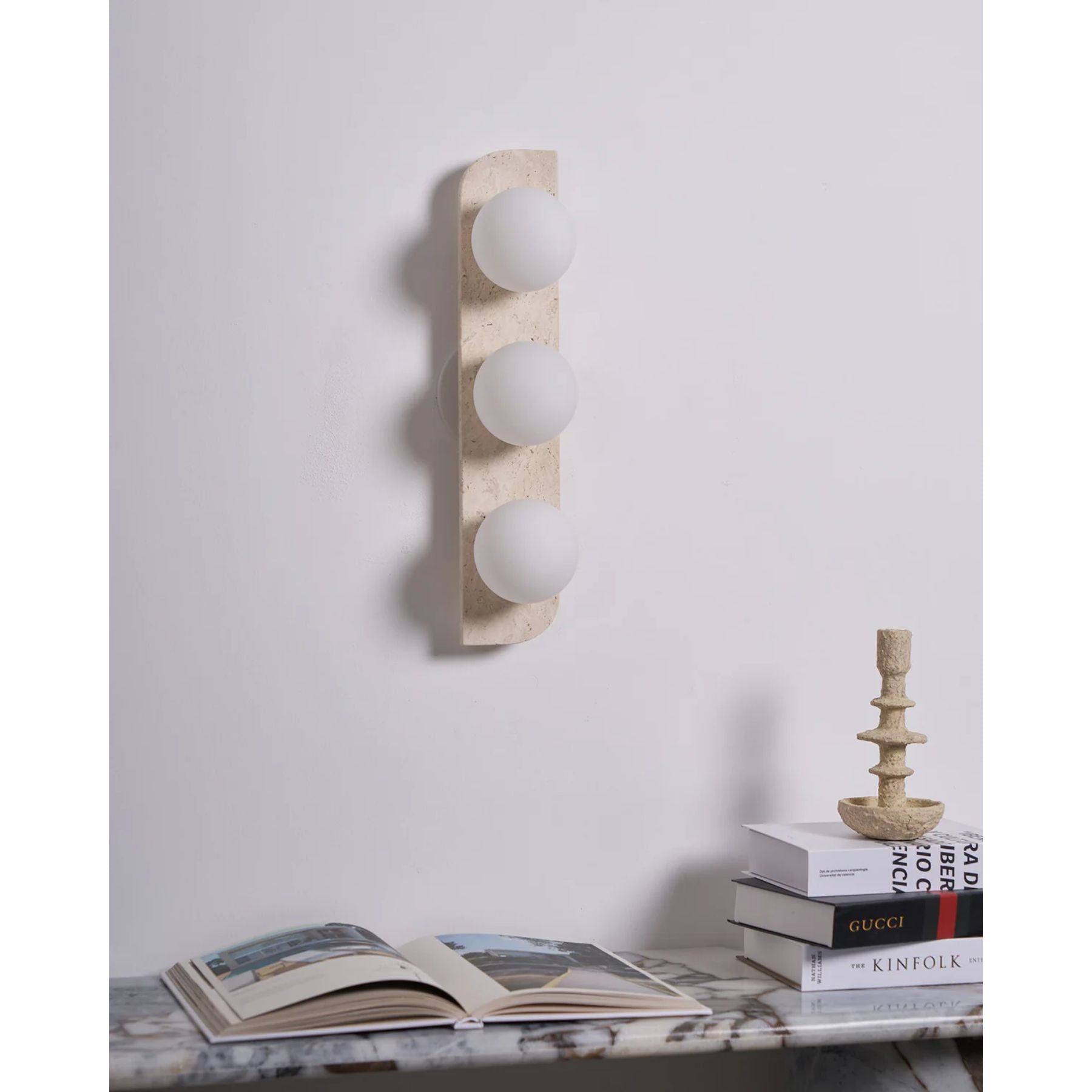 Wall Lamp Travertine Glass G9 Beige Living Room Hallway Bathroom Minimalist Japandi Ambient Lighting | Thomler