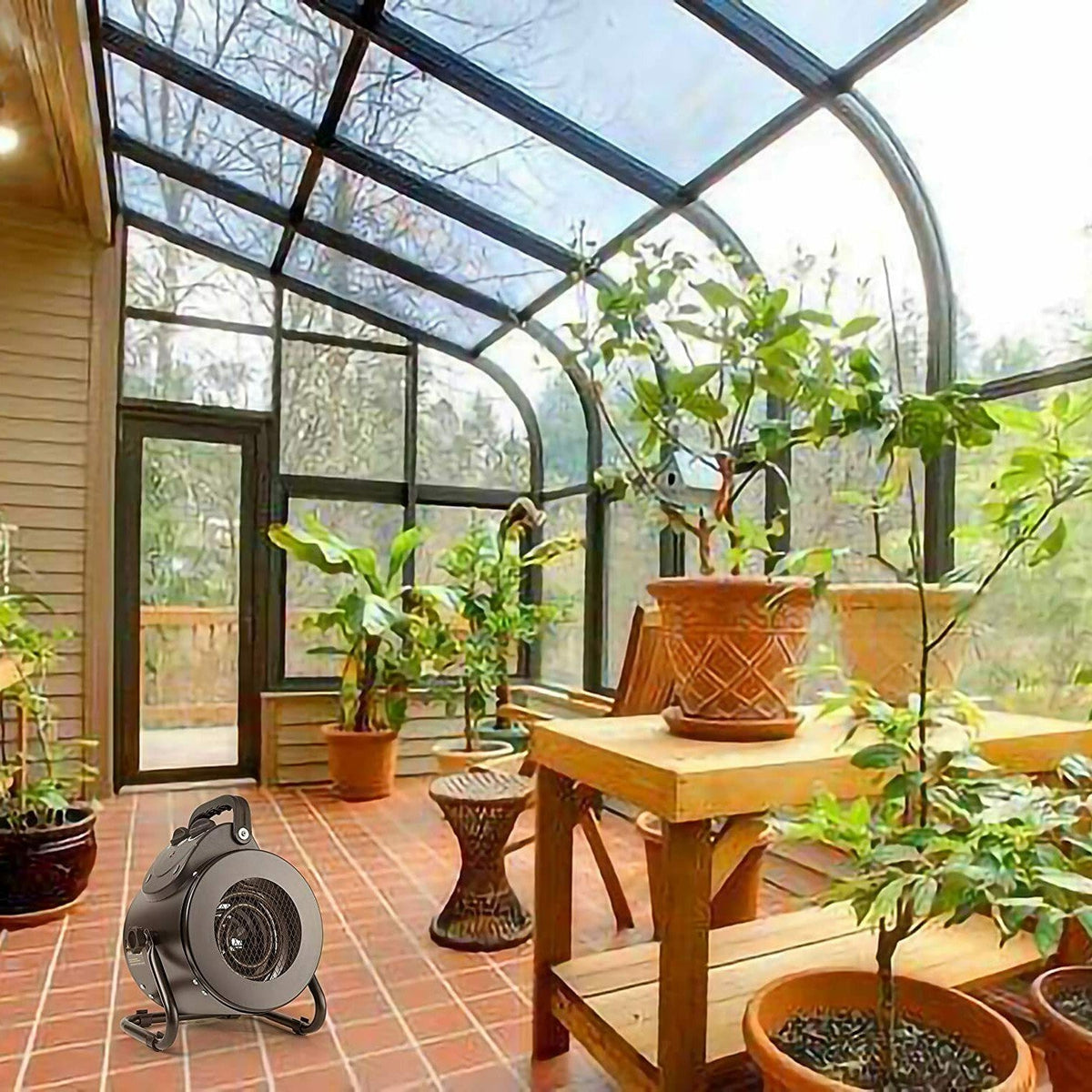 Compact Steel Space Heater 1500W IPX4 Rated for Workshop Greenhouse Garage Indoor Use | Thomler