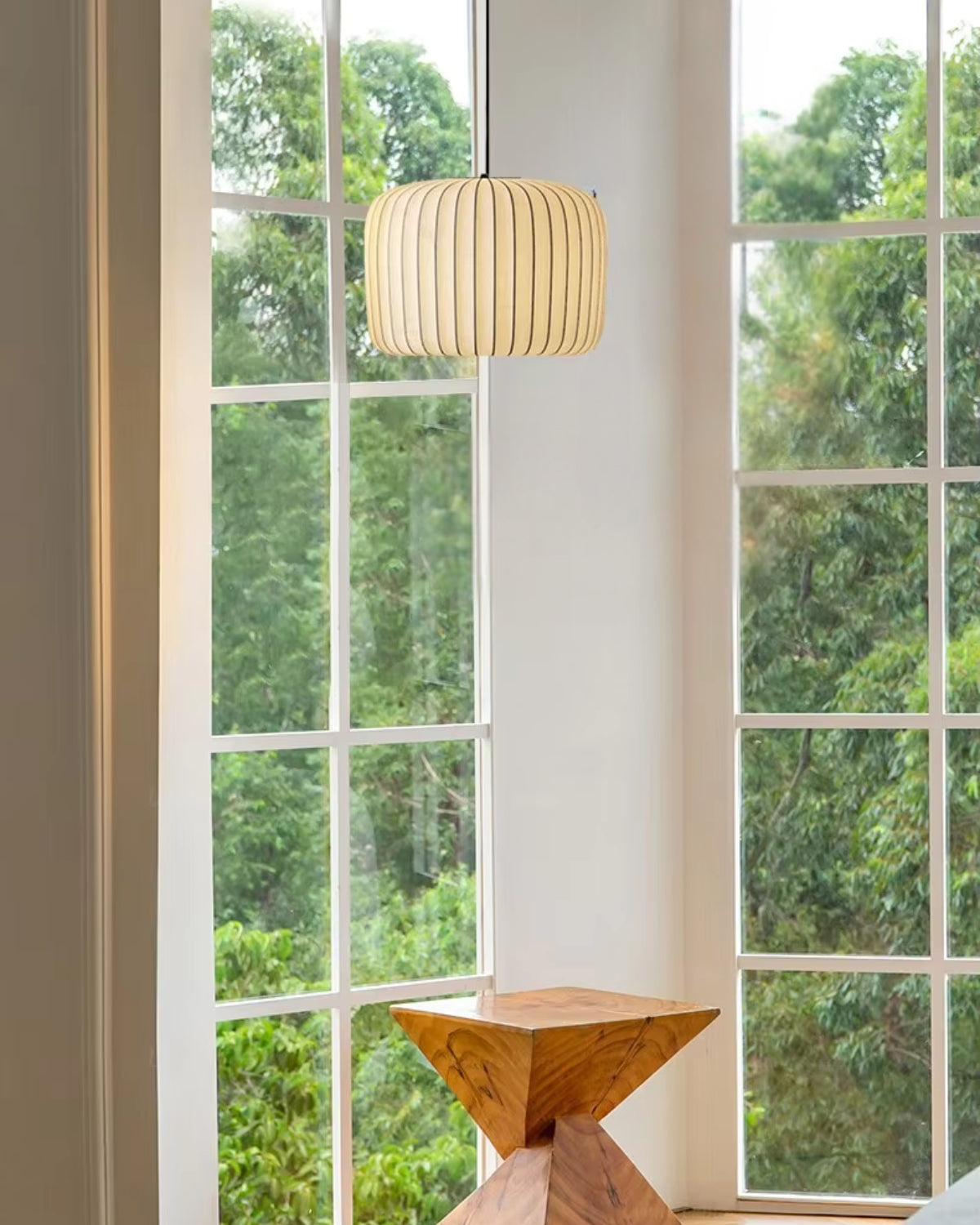Pendant Light Stretch Fabric 55.0 cm (21.7") Neutral Dining Room Minimalist Japandi Hanging Ceiling Lamp E27 | Thomler