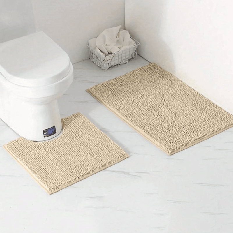 Bath Mat Chenille 50.0 x 80.0 cm Blue Bathroom Non Slip Absorbent Rug Shower Bath Toilet Floor Mat | Thomler