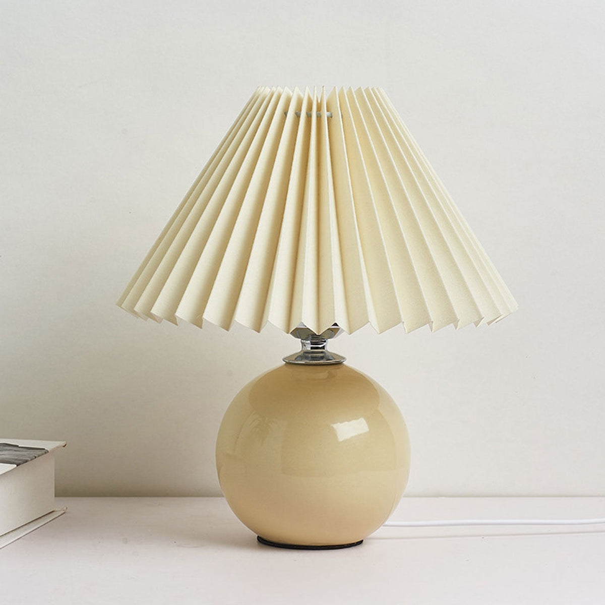 Ceramic Table Lamp with Fabric Shade – Modern Accent Lighting for Bedroom, Living Room & Home Office | Thomler