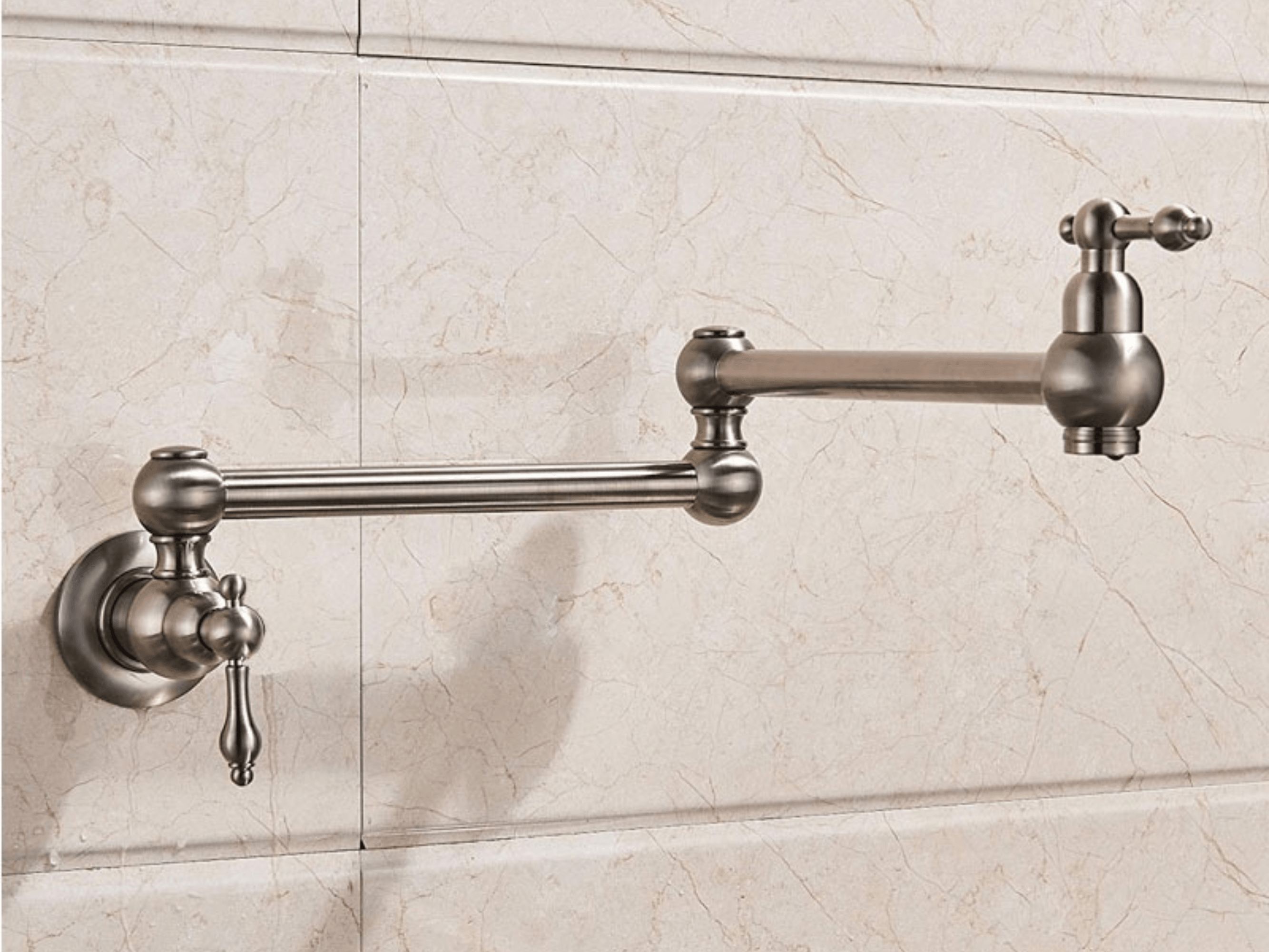 Wall-Mount Dual-Handle Kitchen Faucet for Pots – Brass Construction with Hot & Cold Lines – Chrome, Brushed Nickel, Black & Antique Brass Fi | Thomler