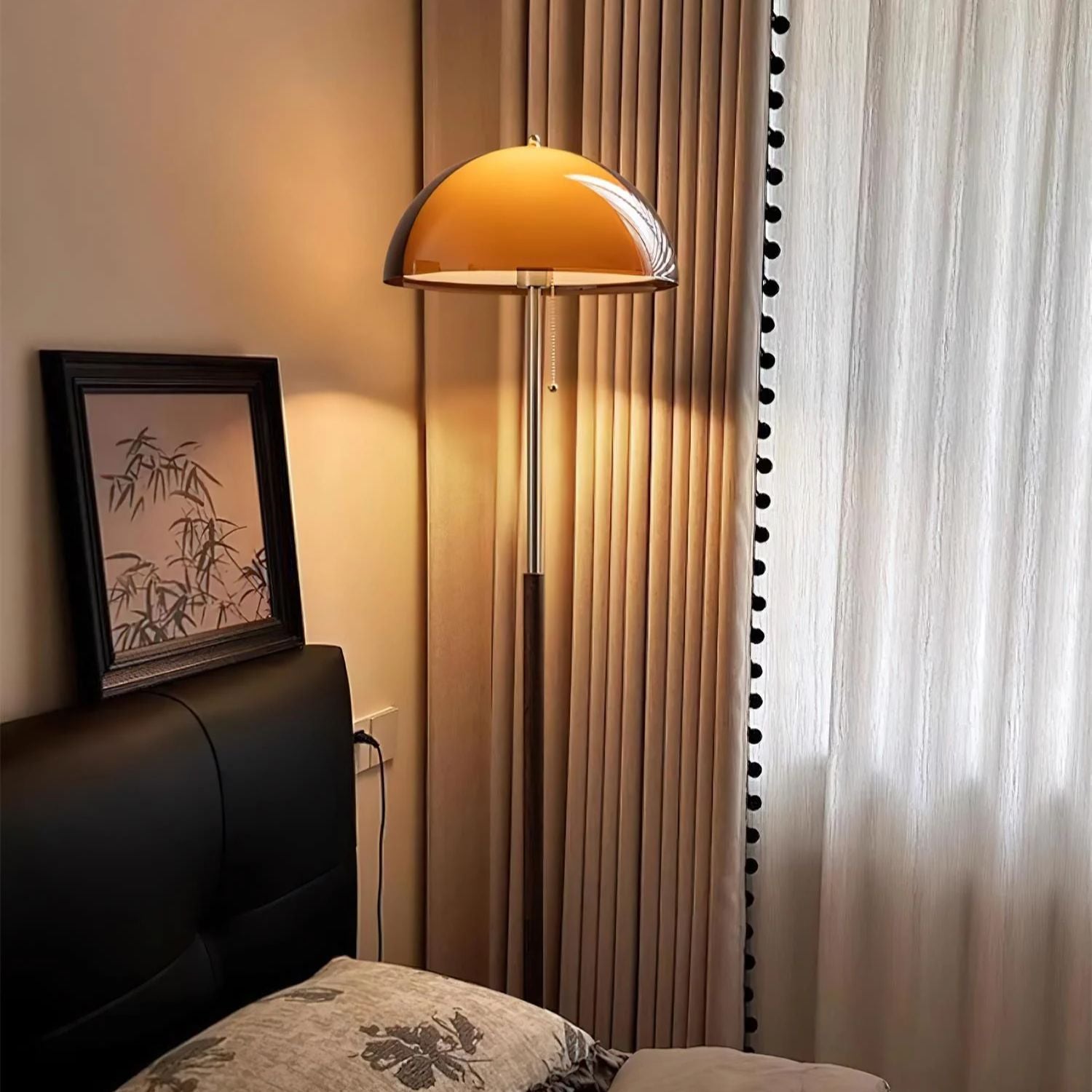 Floor Lamp Wood Metal Amber 160.0 cm Living Room Reading Light Retro Modern Mood Lighting | Thomler