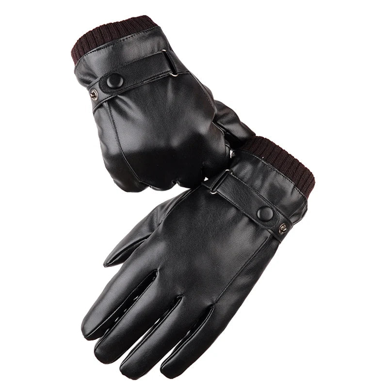 Genuine-Feel Synthetic Driving Gloves with Smartphone Fingertips for Men – Cold Weather Hand Protection | Thomler
