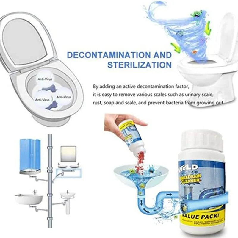 Enzymatic Foaming Powder Pipe Opener for Kitchen & Bathroom Drains, Clears Hair & Grease Clogs, Safe Non-Corrosive Formula for All Plumbing, | Thomler
