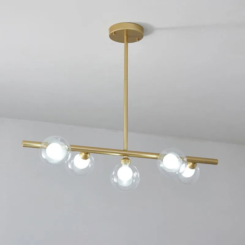 Kitchen Island Overhead Fixture with Textured Glass Globes 5 or 6 Heads Hanging for Dining Room | Thomler