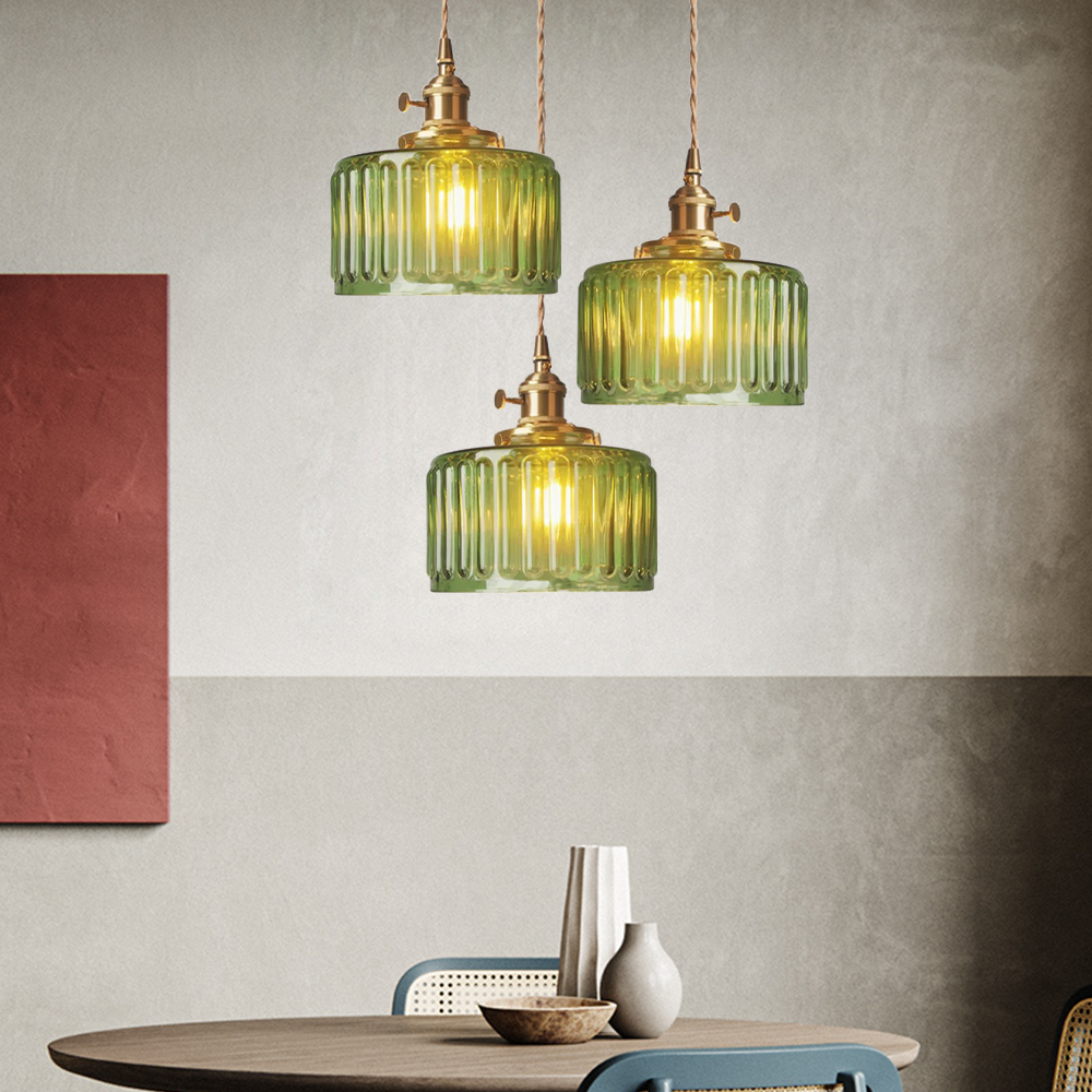 Glass Cylinder Hanging Light Fixture with Height-Adjustable Cord for Dining Room & Kitchen | Thomler