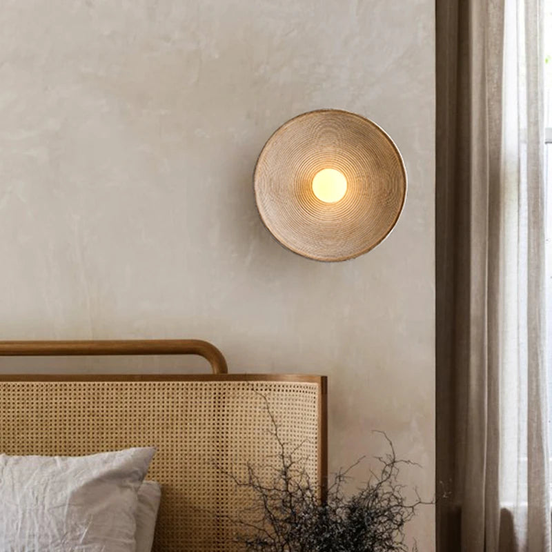 Wall Lamp Resin Glass 19.7 in Round White Bedroom Living Room Ambient Lighting Scandinavian Minimalist Sconce | Thomler