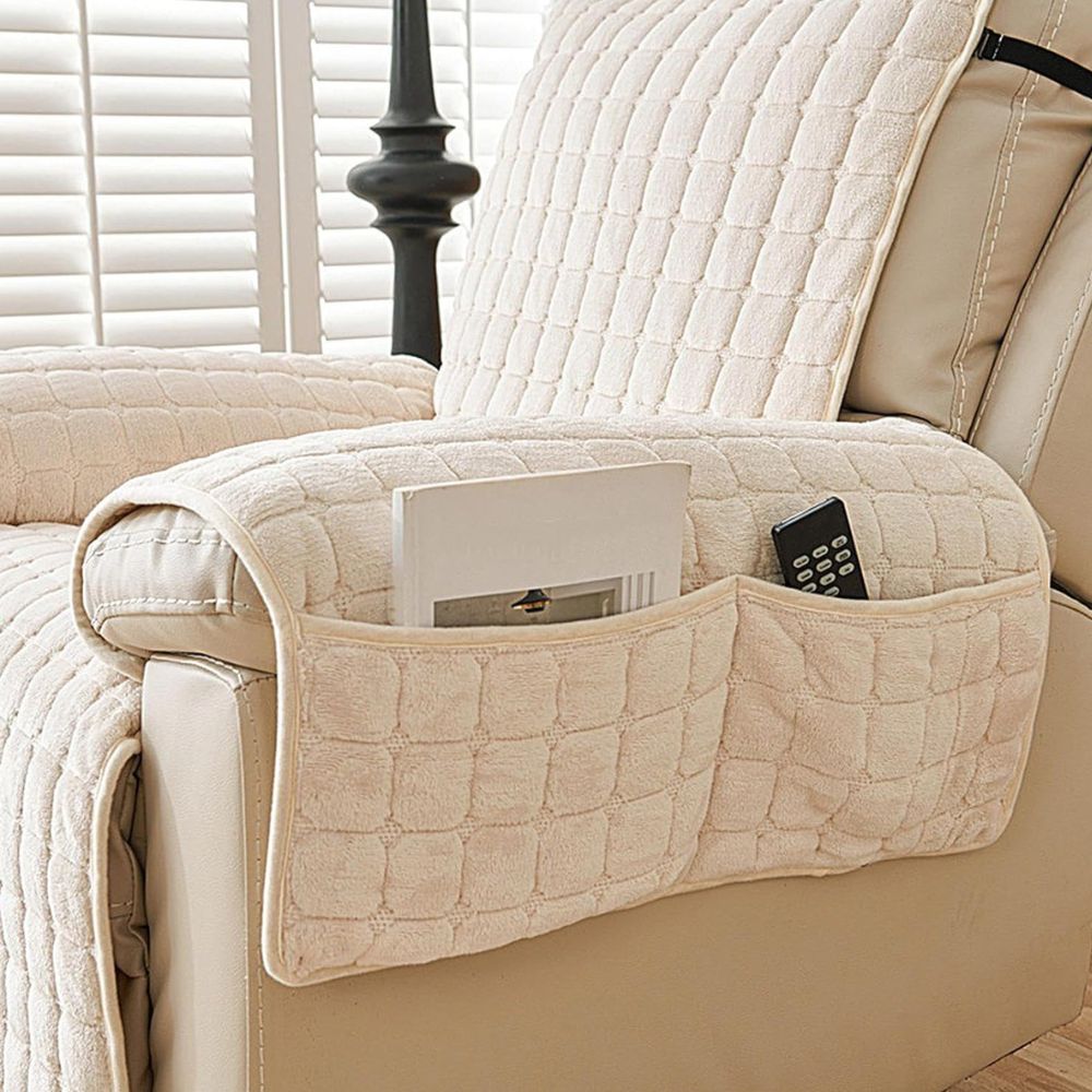 Quilted Recliner Slipcover with Storage Pocket – Microfiber Furniture Protector for Living Room, Family Room & Den – Anti-Slip Chair Cover | Thomler