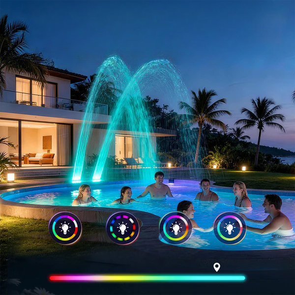 RGB Solar-Poolbrunnen — Verwandelt Ihren Pool jeden Abend in eine Lichtshow