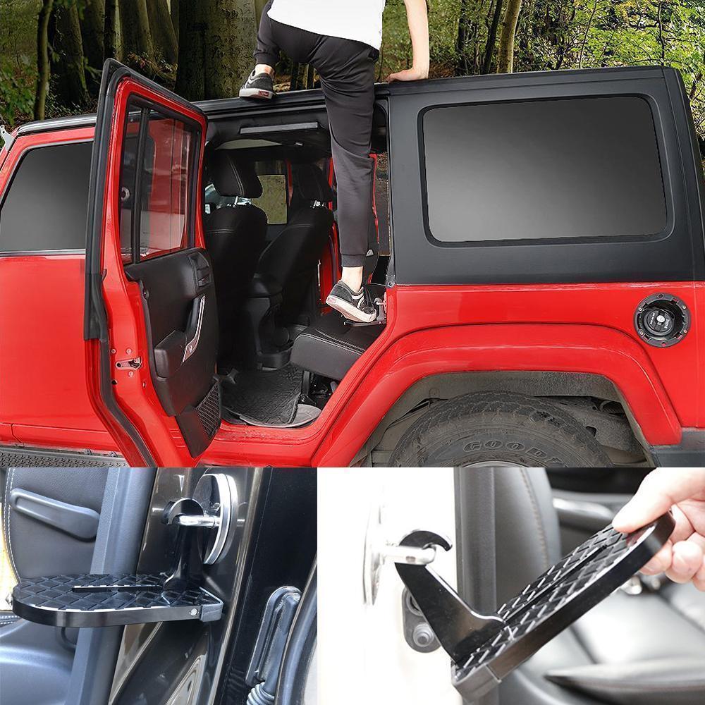 Rooftop Access Step with Emergency Glass Breaker for SUVs, Trucks & Jeeps – Foldable Aluminum Car Door Latch Hook Footstep with Protective | Thomler