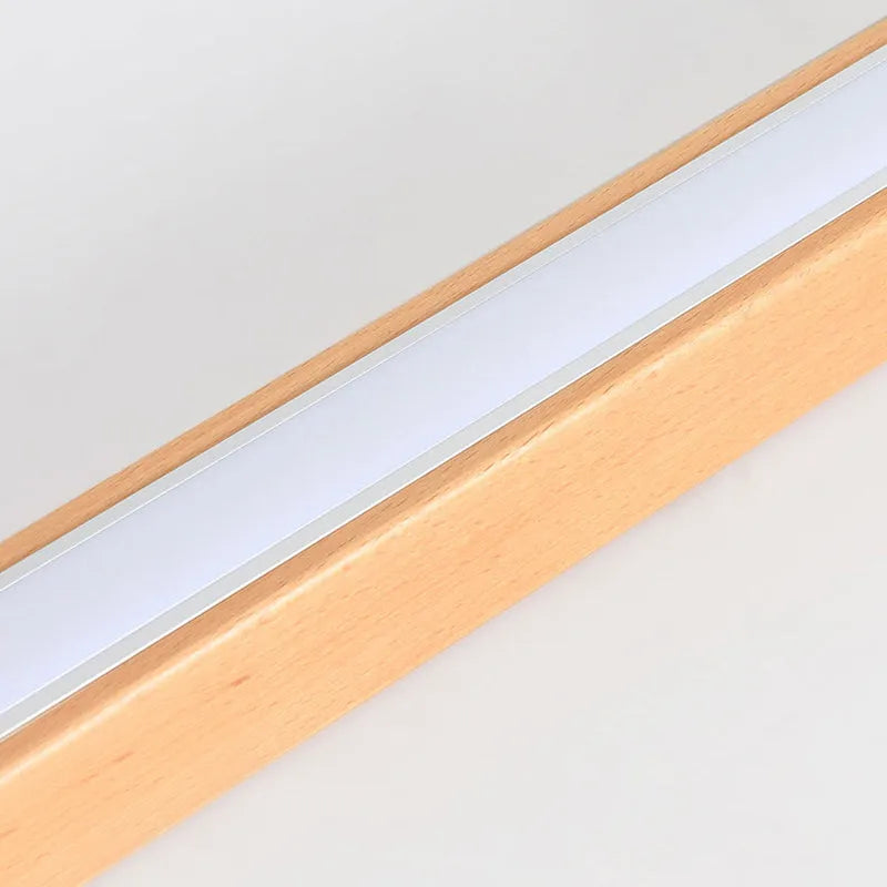 Elongated Flush Mount LED Fixture with Natural Timber Frame for Hallways & Bedrooms | Thomler