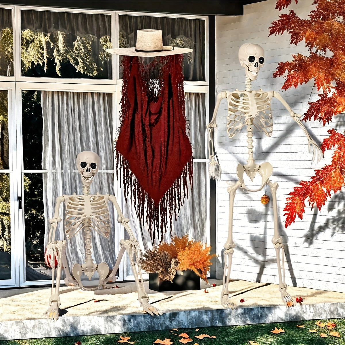 Life-Size 5.5 ft Poseable Skeleton Figure for Halloween Yard & Indoor Display | Thomler