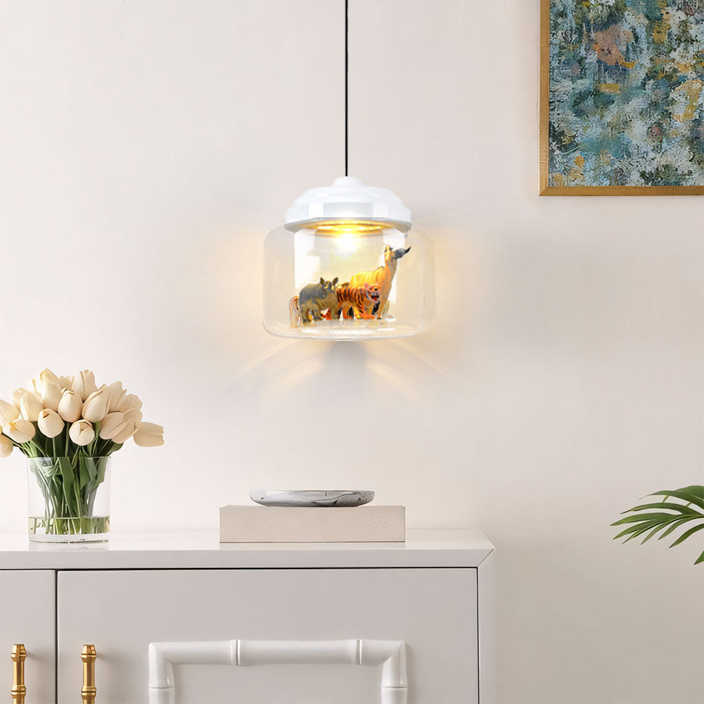 Pendant Light Glass 8.7 in Children’s Room Decorative Ceiling Lamp Whimsical Animal Theme Playful Lighting | Thomler