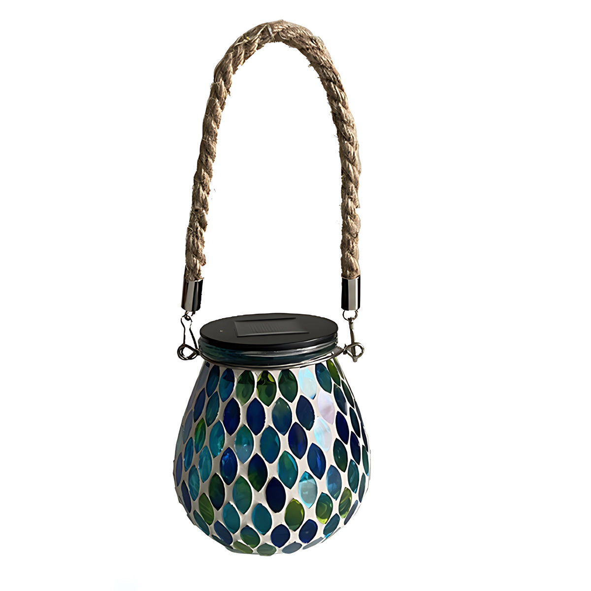 Solar Stained Glass Outdoor Lantern — Handcrafted Mosaic Garden Light with Auto Dusk-to-Dawn | Thomler