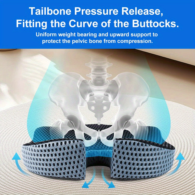 Triangular Car Seat Cushion with Memory Foam Support for Tailbone Relief & Posture Correction | Breathable Mesh Cover | Non-Slip Base for | Thomler