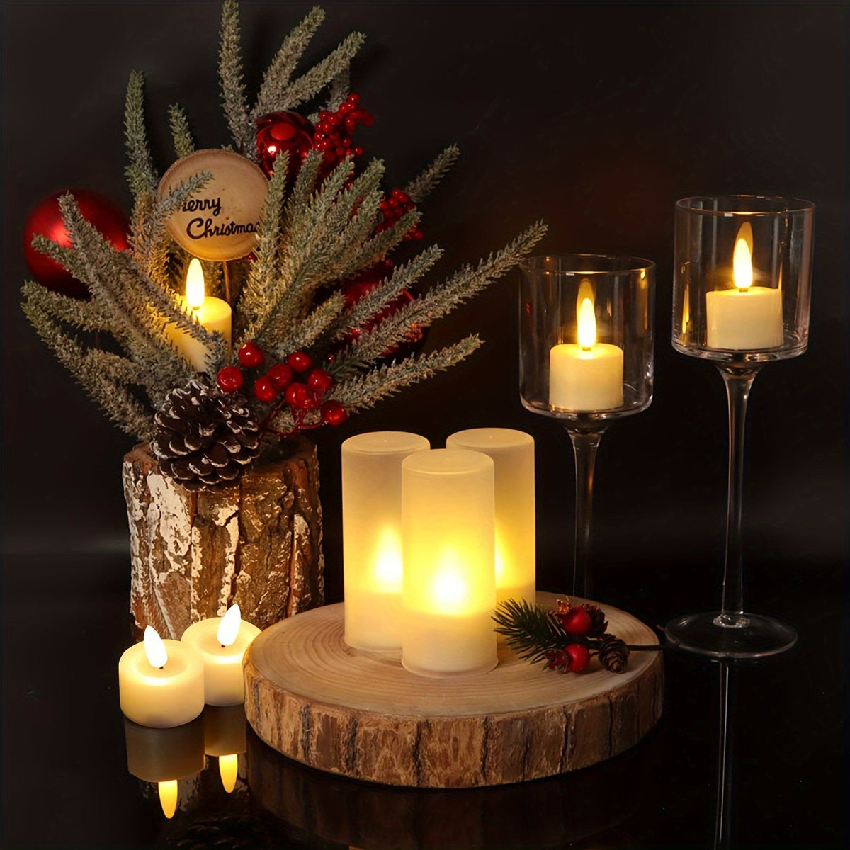 Flickering LED Flameless Tea Lights with Remote Control & Auto-Off Timer for Home Decor | Thomler