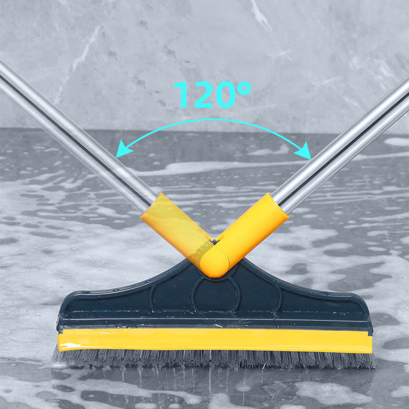 Rotating Head Bathroom Floor Scrubber with Squeegee for Tiles, Tubs & Grout – Long Handle Cleaning Tool for Corners & Tight Spaces | Thomler