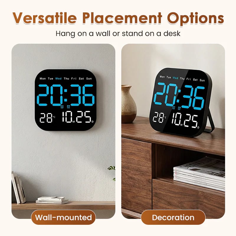 Desktop Alarm Clock with Remote Control, Temperature Display & Adjustable Brightness for Bedroom, Office | Thomler
