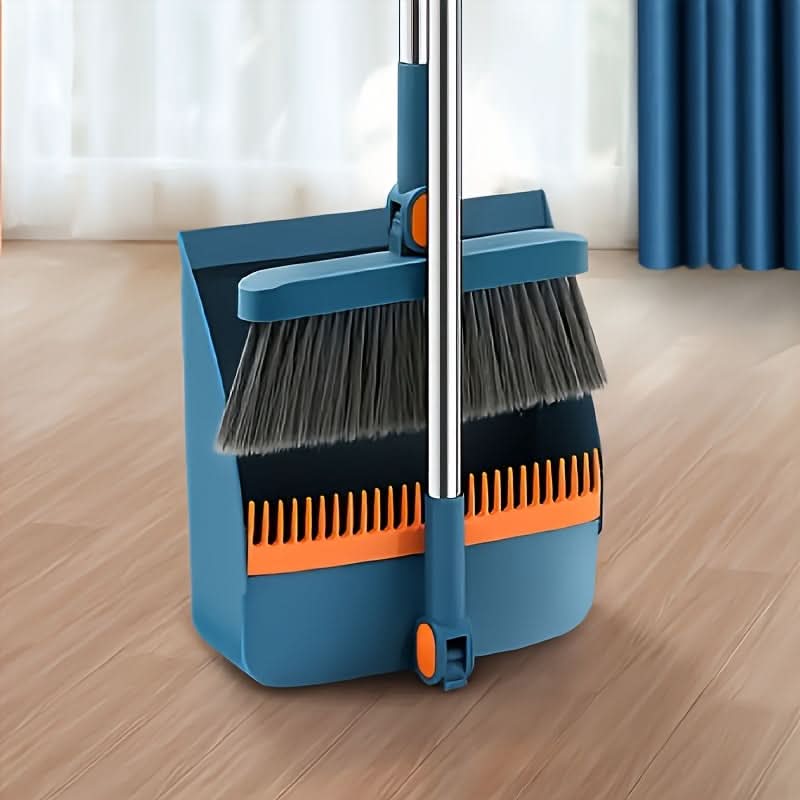 Upright Sweep & Scoop Set with Extended Handle for Floors & Tile – Standup Design, Pet Hair Pickup, Space-Saving Storage | Thomler