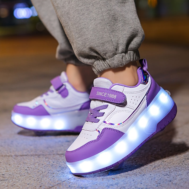 LED Light-Up Roller Skate Sneakers for Kids with Removable Wheels – USB Rechargeable Inline Shoes for Boys & Girls | Thomler