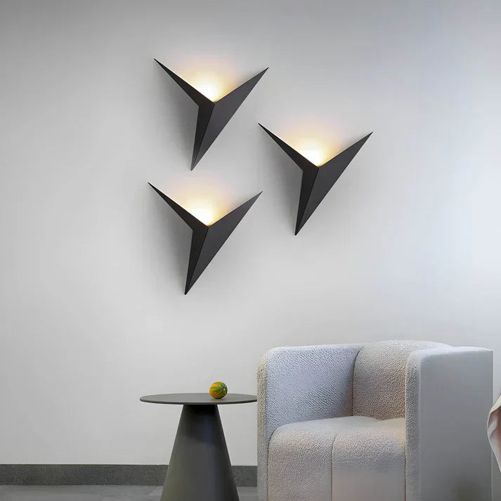Wall Lamp Iron 20.0 cm Black Bedroom Living Room LED Lighting Origami Design | Thomler