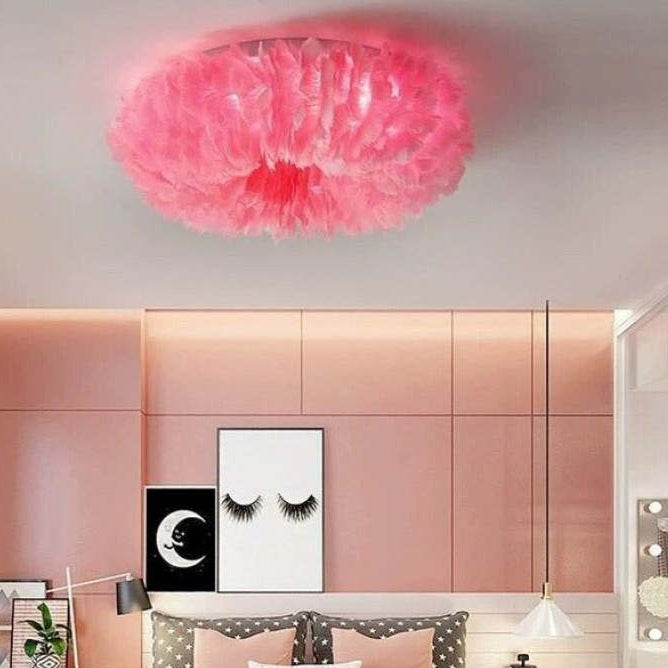 Ceiling Light Feather Metal 40W Warm White Bedroom Living Room Flush Mount Indoor Lamp | Thomler