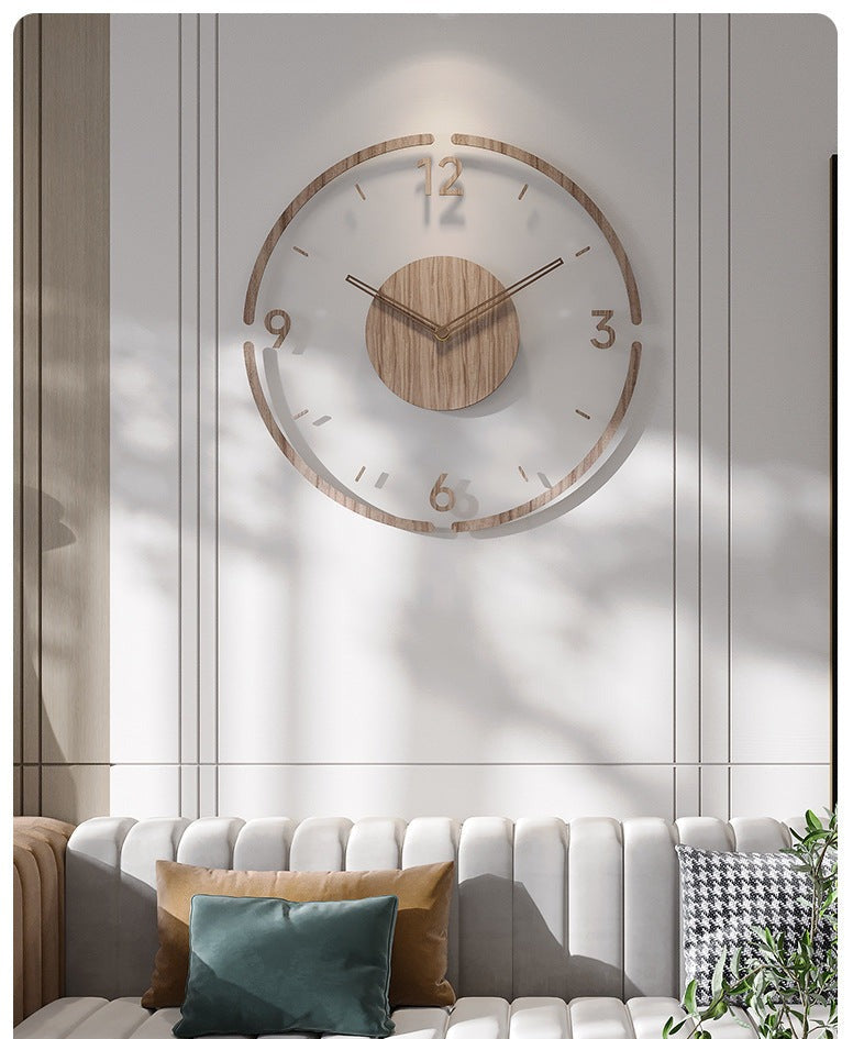 13.8-Inch Round Wooden Wall Clock with Silent Movement – Natural Wood Grain Finish for Living Room, Bedroom, Office – Nordic Minimalist | Thomler