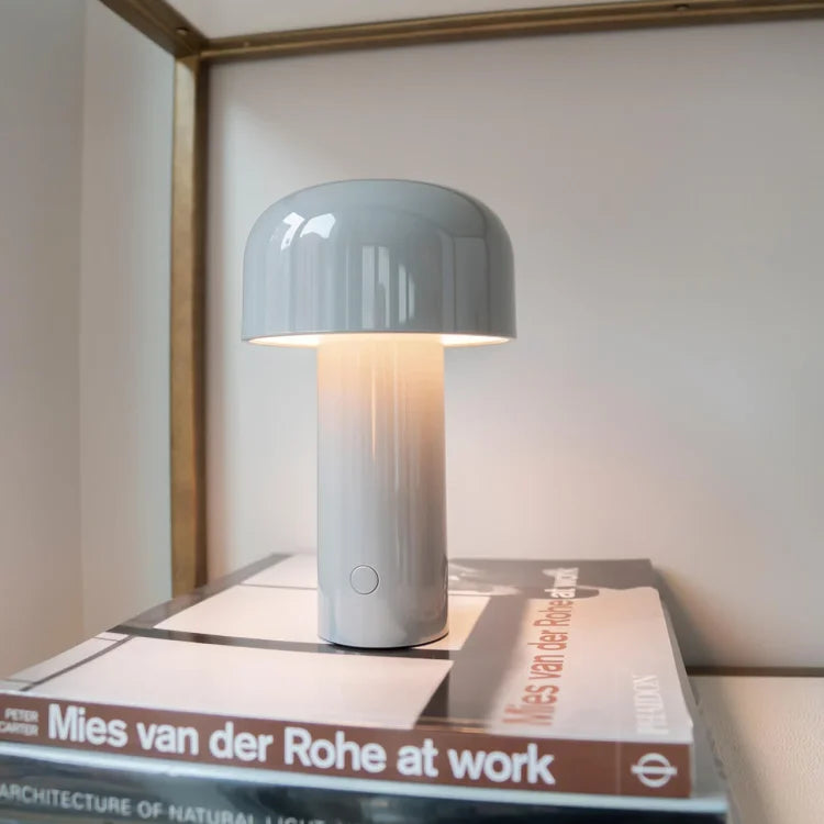 Cordless Mushroom Table Lamp with Touch Dimmer & USB-C Rechargeable Battery for Bedroom, Desk & Outdoor | Thomler