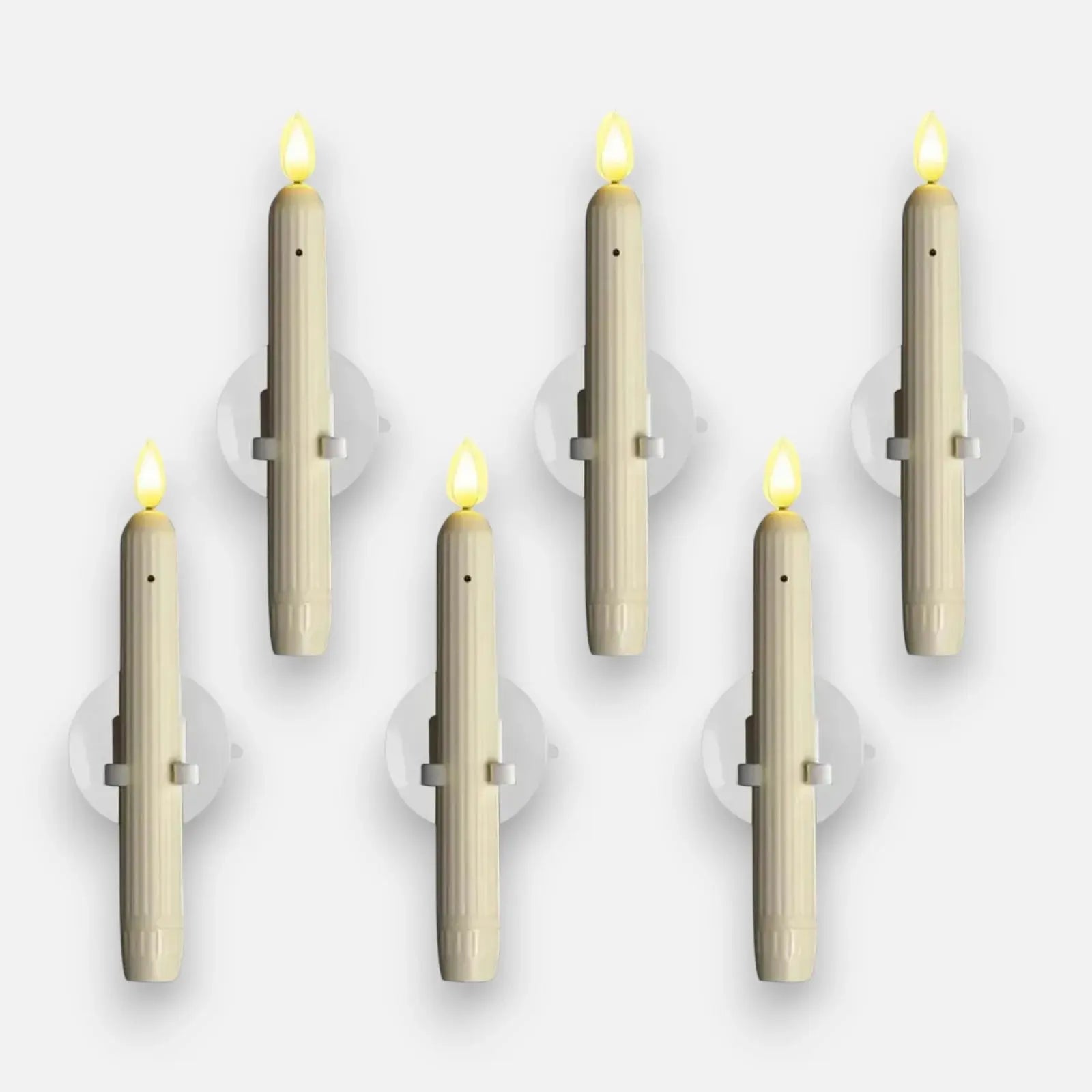 Window Candles Plastic 18.2 cm 7.2" Ivory Window Decoration Flameless LED Flickering Lights With Twilight Sensor Timer Set | Thomler