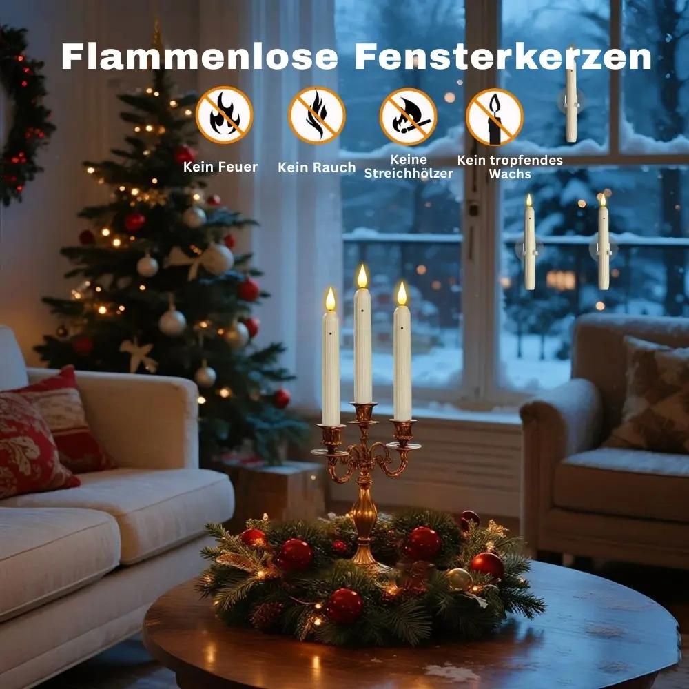 Window Candles Plastic 18.2 cm 7.2" Ivory Window Decoration Flameless LED Flickering Lights With Twilight Sensor Timer Set | Thomler