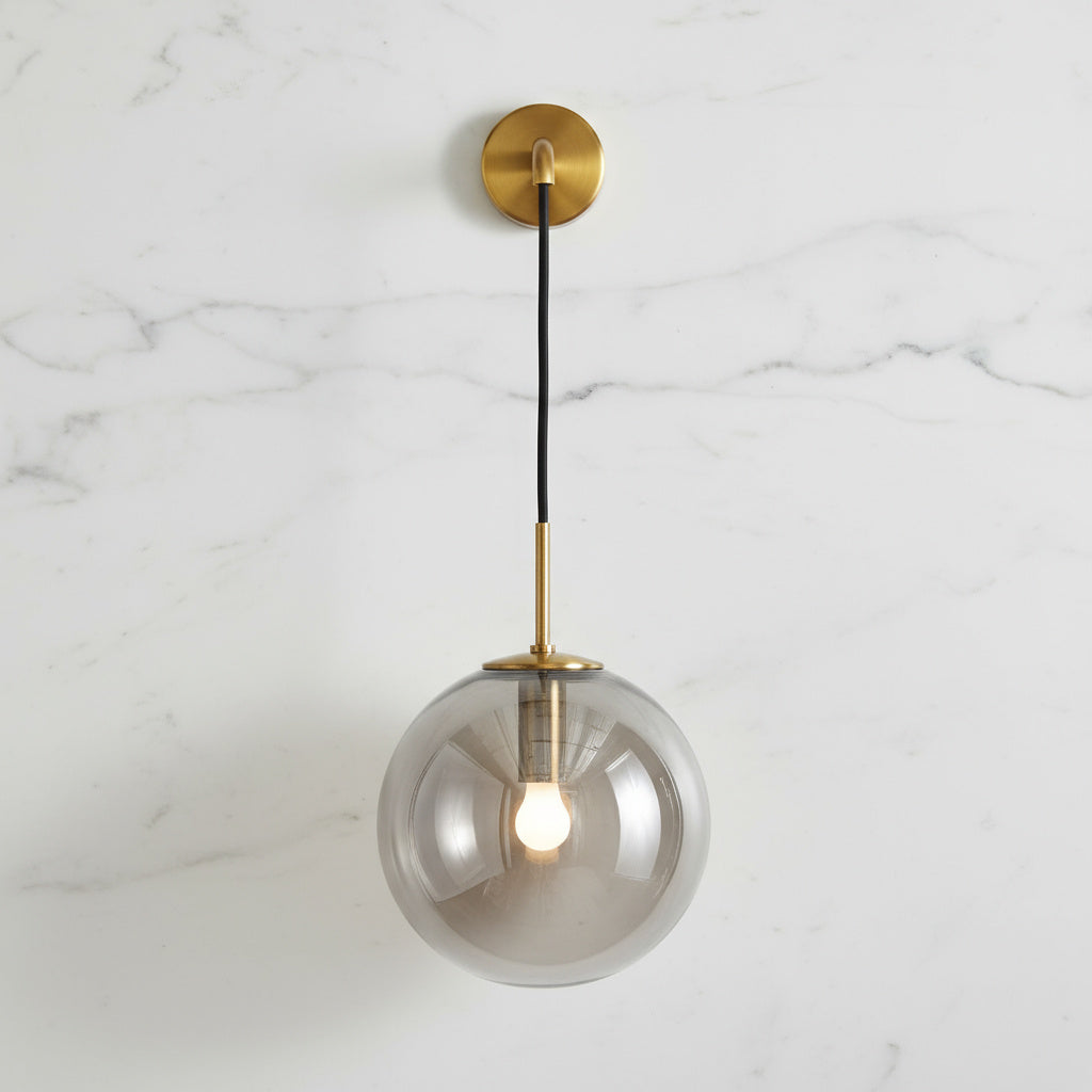 Glass Cylinder Wall Light Fixture Black or Gold Finish for Hallway Bedroom Living Room Entryway Contemporary Indoor Lighting | Thomler