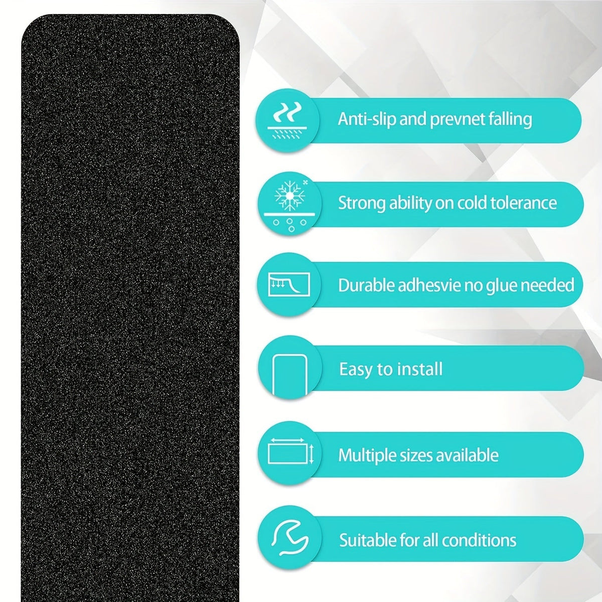 Anti-Slip Grip Tape for Steps – 10-Sheet Pack, 6×24 Inch Textured Traction Strips for Indoor Outdoor Stairs, Decks & Ramps | Thomler