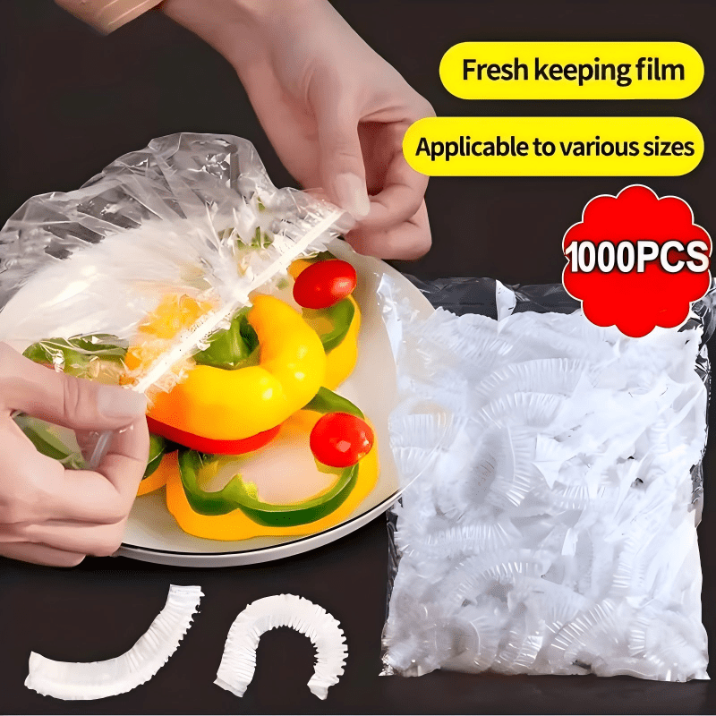 Stretchy Food Storage Covers for Plates & Bowls – 1000-Pack Disposable PE Lids for Kitchen, Fridge & Meal Prep | Thomler