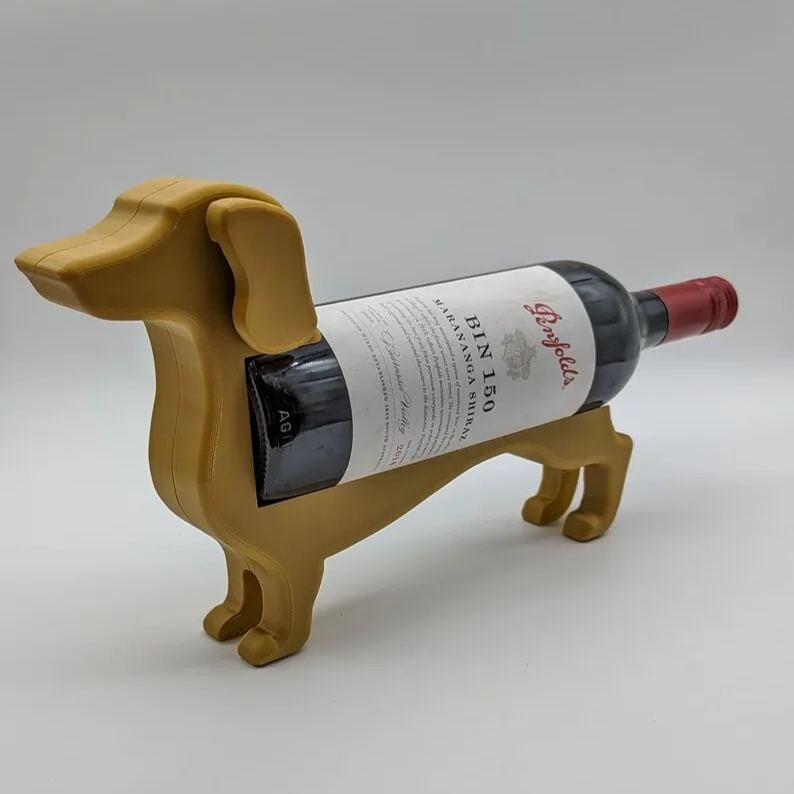 Dachshund Wine Bottle Holder | Resin Table Stand for Wine Display | Kitchen Counter Decor | Wiener Dog Figurine Holder for Red White Wine | Thomler
