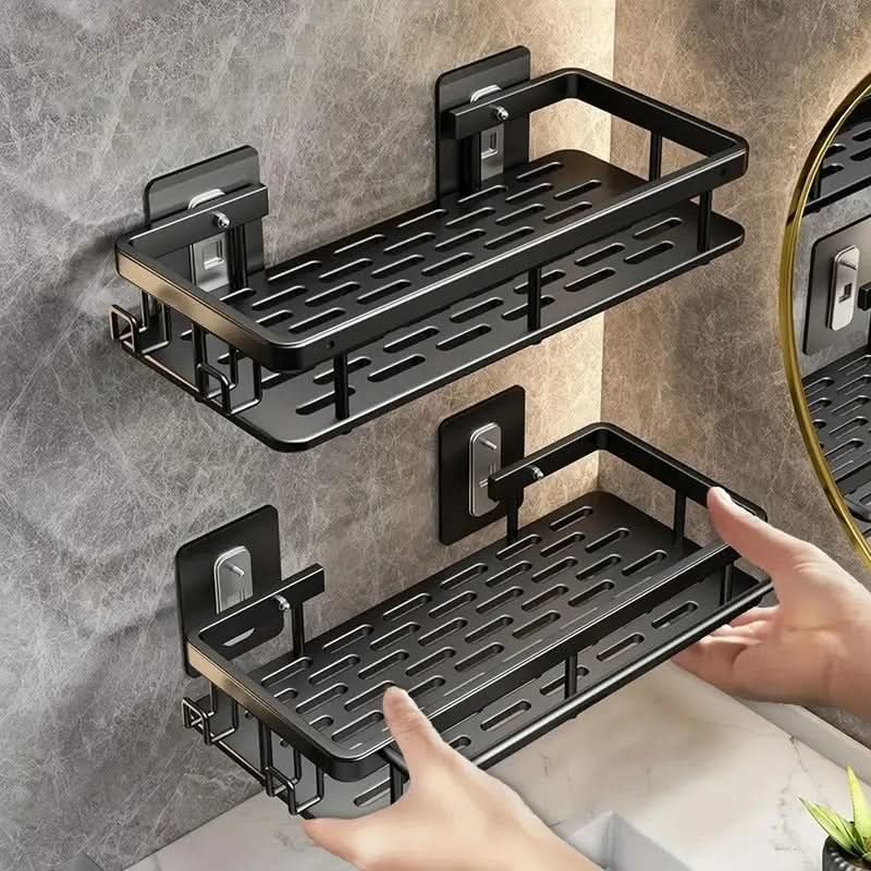 Bathroom Shelf ABS Plastic Drill-Free 10.6 in x 8.3 in Wall Mounted Storage Rack Modern Bathroom Organizer Triangular or Rectangular Designs | Thomler