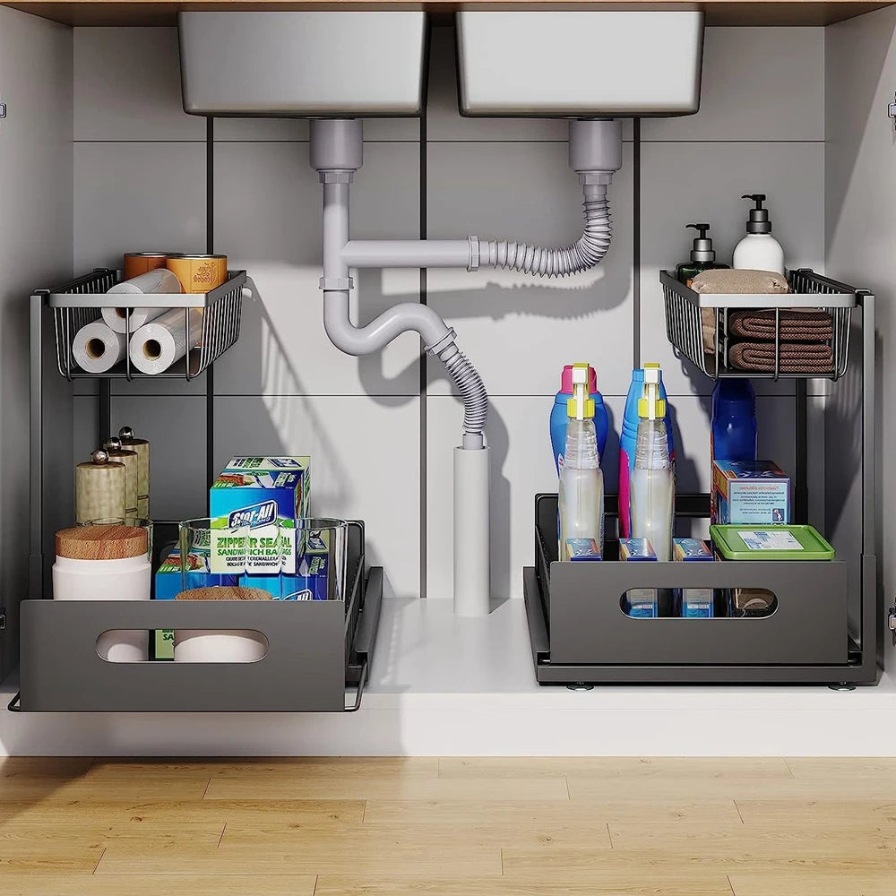 Pull-Out Cabinet Shelf Rack for Kitchen & Bathroom Storage | Thomler